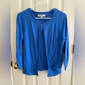 LOFT women’s button scoop neck blue small cardigan